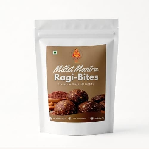 Millet Mantra Ragi Bites Healthy Millet Snack | No Refined Sugar Jaggery Sweet | Calcium & Iron Rich Energy Bites | Traditional Laddu Style | 100g