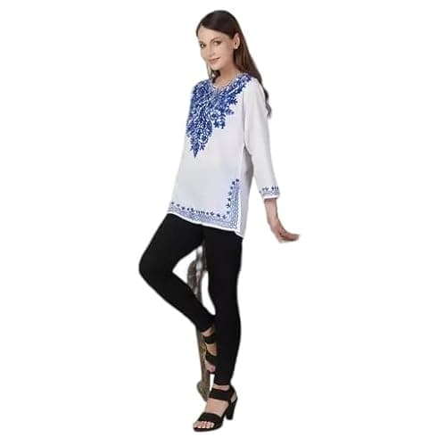 Short Flared White Chikankari Kurti for Women – Handcrafted Lucknowi Style 2