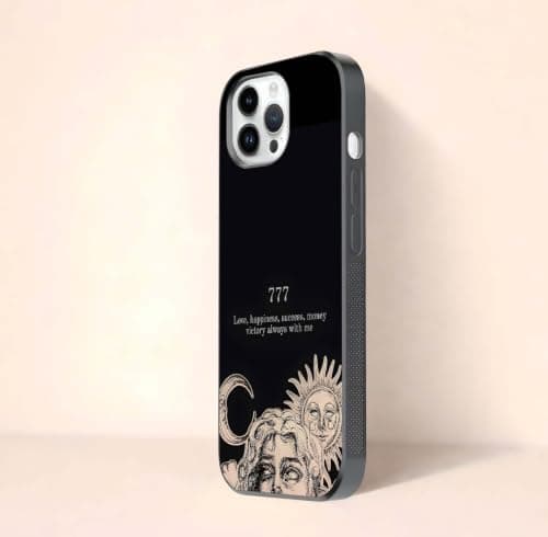 CUSTOM WORLD Back Cover for iPhone 14 Pro, Designer Tempered Glass Phone Case Lucky Angel Energy Print Shockproof TPU Bumper Glossy Scratch Resistant Protective Cover for Women & Men,On Amazon India 4