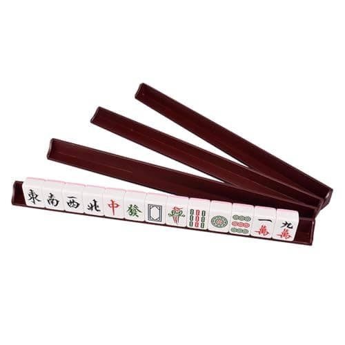 ATORSE® 4Pcs Wooden Mahjong Tiles Racks Mahjong Tool for Holiday Home 450x30x5mm