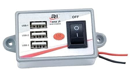 ERH India 12v/24v 3 USB Mobile Phone Charger Adapter for, Portable Wi-Fi routers, Power Bank, Electronic Vehicle etc.