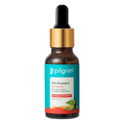Pilgrim 15% Vitamin C Serum 20 ml for Glowing Skin with Ferulic Acid & Kakadu Plum | Advanced Dark Spot Corrector, Hyperpigmentation & Brightening Face Serum | For All, Combination, Normal Skin