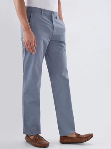 Colorplus Men's Regular Fit Printed Trousers, Cotton Spandex Taco Print, Flat Front, Office Wear | Dark Grey 2