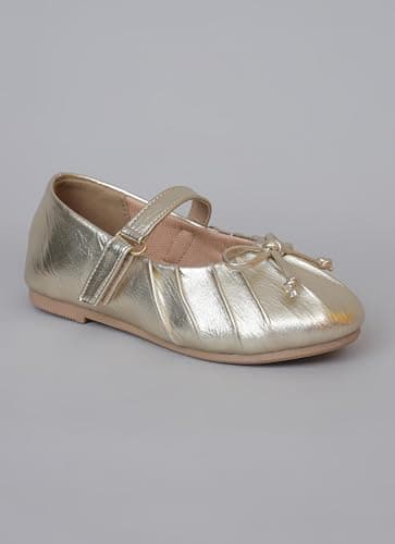 Kidsville Girls Single Strap Ballerina Belly Shoes | Lightweight Comfortable Slip-On Ballet Flats | Casual Footwear for Kids Girls Gold 2