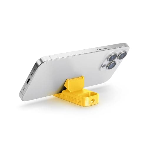 Morpiq Foldable Phone Stand – Pocket-Sized Portable Mobile Holder for Travel & Desk, Keychain Stand Compatible with iPhone, Samsung, OnePlus, Vivo, Oppo & All Smartphones | 3D Printed (Yellow)