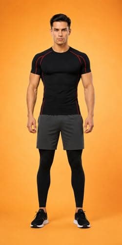 NEVER QUIT Men's Compression Half Sleeve T-Shirt, Dry Fit, Stretchable, for Gym, Workout, Running, Activewear (in, Alpha, L, Regular, Black/Red) 5