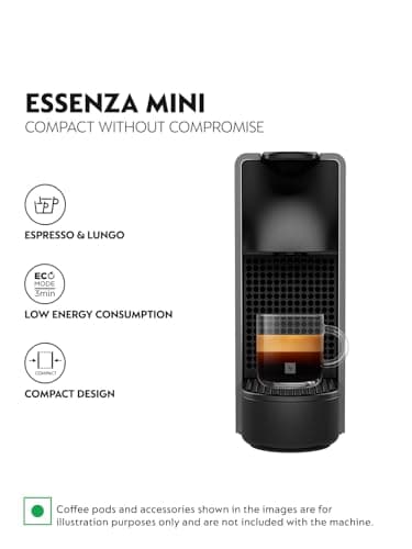 Nespresso Essenza Mini Coffee Machine (Silver) | One-Touch Brewing | 40ml Espresso & 110ml Lungo |Compact Coffee Machine for Home | 2‑Year Warranty | Authorized Distributor 4