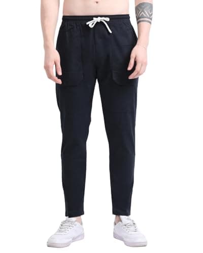 Jack and Jini Cotton Stretchable Joggers for Men (in, Numeric, 32, Regular, Navy Blue)