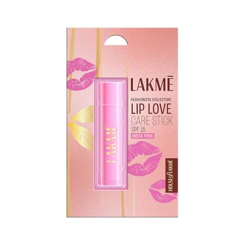 Lakme Lip Love Care Stick Insta Pink, with 10% Vitamin E Complex, nourished with Shea & Cocoa Butter and enriched with Almond & Jojoba Oil for 24hr moisturization in just 1 swipe, with SPF 15, 4.5g