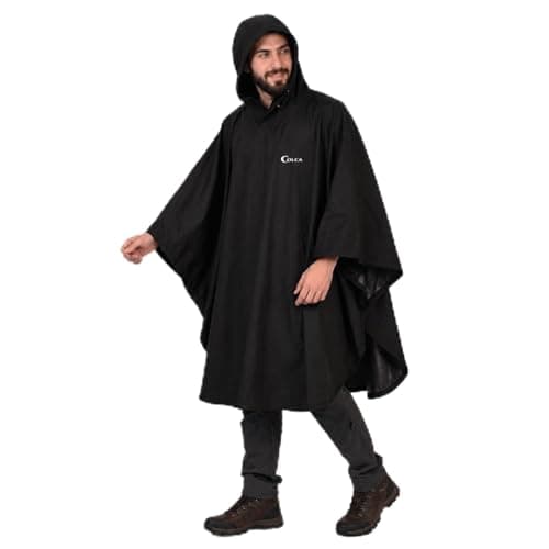 Colca Rain Poncho for Men and Women,Waterproof, Heavy Duty, Reusable, for Camping, Trekking, Hiking, Army, Urban Use, Black
