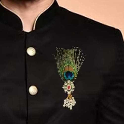 GmeVibe Gift Jaipur Morepankh Peacock Feather Brooch Green | Traditional Ethnic Pin for Saree, Kurta & Blazer | Decorative Fashion Accessory for Men & Women 2