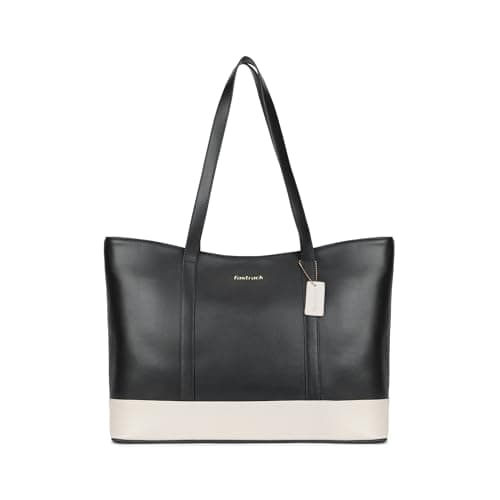 Fastrack Hustle Laptop Bag (black)| Faux-Leather Laptop Bag for Men & Women | 15-Inch Laptop Compatible | Black Bag with Gold Hardware & Double Handle | Zipper Closure & Multiple Pockets for Organized