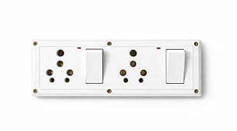 Double Universal Socket Board with 2 Switch, LED Indicator, Heavy Duty Brass Pins, 16 Amp, White