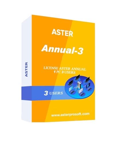 ASTER Annual 3 Workplaces, MS Windows 7/8/10/11/ (2-User 1PC) Annual Subscription 1-Year (Email Delivery No CD) [software_subscription]