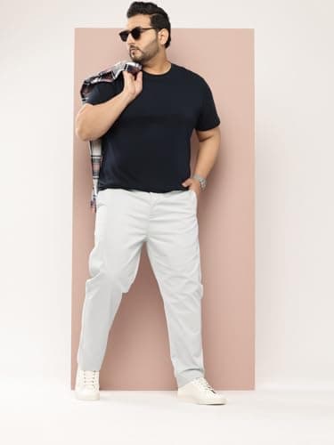 Thomas Scott Men Plus Size Pure Cotton Chinos Trousers(TSB095A_Grey_42) 4