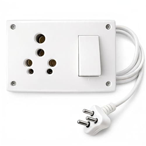 16 Amp Extension Board with 6/16A Universal Socket | Single Socket Power Extension Cord with Switch | Heavy Duty 6A Input Cable | Multi Plug Socket 230V 1200W | Electric Board for Home Office Desktop