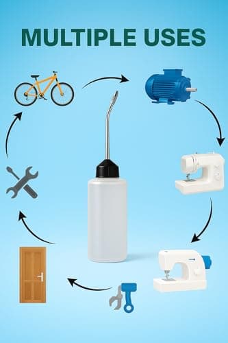 120ml Sewing Machine Oil Bottle with Long Angled Metal Spout for Precision Lubrication | Plastic Dispenser with Metal Nozzle for Tailoring Motor Repair Kitchen Garage Home Use 5