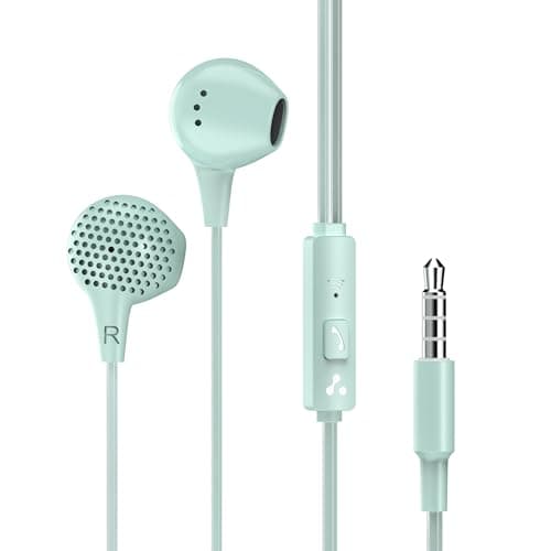 Ambrane Wired Earphones with Mic | 3.5Mm Audio Jack | 14Mm Driver for HD Sound & Deep Bass | Tangle-Free 1.2M Cable | in Ear Comfort Fit | Compatible with Mobiles, Tablets, Laptops, Pcs (EP-83 Green)