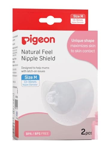Pigeon Natural Feel Silicone Nipple Shield / Nipple Protector Size M (13–16 mm) | Ultra Soft Butterfly Shape | Helps with Flat & Inverted Nipples | Breastfeeding Support | with Hygienic Storage Case |