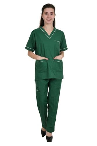 PRIME STORE INDIA V Neck 7-Pocket Scrubsuit | Flexible & Comfortable | Easily Accessible Pockets | Uniform for Doctors & Healthcare Workers (HUNTER GREEN, 32) 5