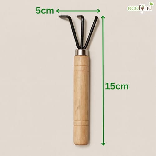 ecofynd Gardening Hand Tool (Cultivator with Wooden Handle), Home Garden Durable Plant Tool, Planting, Weeding, Pruning, Soil Maintenance, Farming Essential Kit (GT014) 2