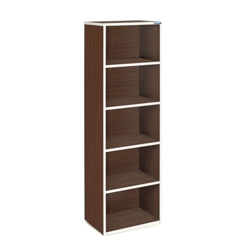 Nilkamal Halo 5 Tier Engineered Wood Free Standing Book Shelf Cabinet with Open Shelf | 1 Year Warranty | Legno Oak 4