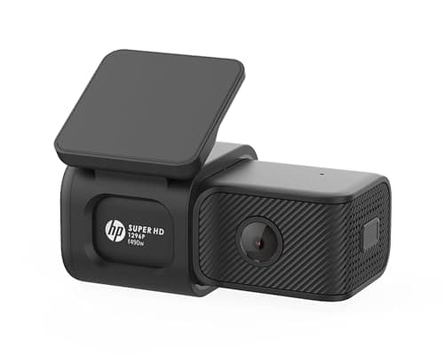 HP Dash Cam F490w: Super HD 1296P, 121° Wide Lens, F2.0 Aperture, Low-Light Clarity, Wi-Fi app (Go Moto Plus), Loop Recording, Parking Mode, G-Sensor, mic, Speaker, 128GB microSD Support