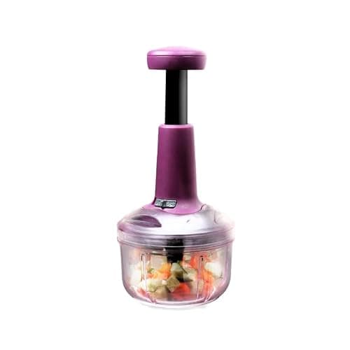 Super Mom TRINGO 6-Blade Hand Press Food Chopper – Effortless Manual Push Vegetable Cutter & Fruit Slicer with Whisking Blade | Heavy Duty Mincer for Onions, Nuts & Herbs | BPA-Free Dicer (Multicolor)