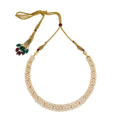 KUSHAL'S Fashion Jewellery white gold polished 92.5 Silver temple necklace, Best for festive & Special Occasion - 452680 3