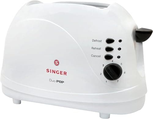 Singer Duo Pop- Pop-Up Toaster | 2 Slice | 700 Watt | White