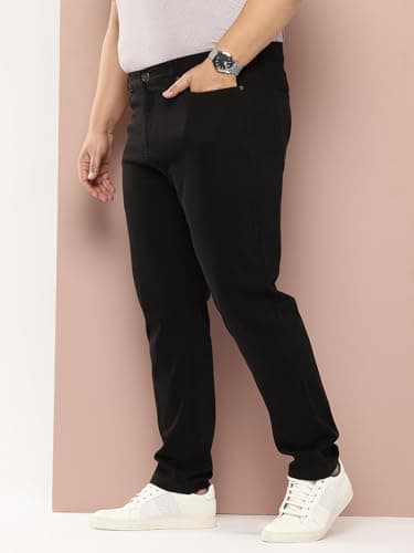 Thomas Scott Men Plus Size Pure Cotton Chinos Trousers(TSB097_Black_42) 2