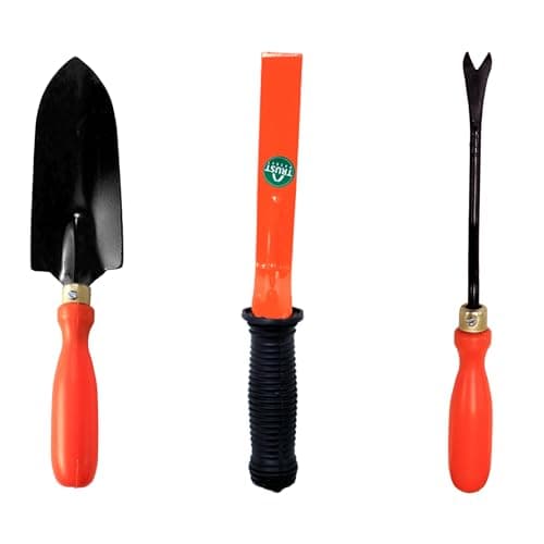 TrustBasket Gardening Hand Tools Set - 3 Pcs Small Trowel, Krupi & Weeder - Durable Garden Tools for Home Gardening Set, Gardening Tools Kit for Home Garden, Agriculture Tools & Gardening Items Combo