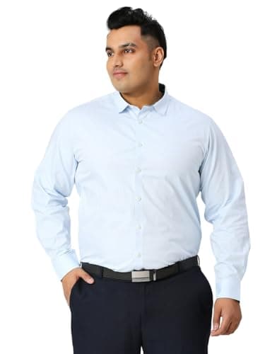 Thomas Scott Men Plus Size 100% Cotton Full Sleeves Formal Shirt (Light Blue, 5XL)