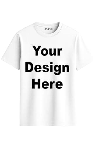 Amazon Brand - Anarva Customized Tshirt for Men & Women Cotton T-Shirt - Personalised with Your Own Design, Logo, or Text (White, L)