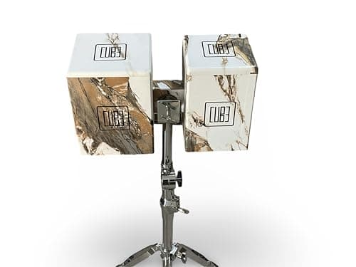 Rhythm Pro Cube Cajon Bongo With Stand Superb Sound Quality, Made With Music Grade MDF,Made in India,For Kids,Adults,Professional Musicians.(White Marble) 2