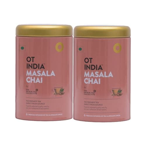 OT India Masala Chai Tin - Premium Mix of 7 Spices | Masala Spices Tea - Strong, Natural & Aromatic Flavour Tea (170 gm x Pack of 2)