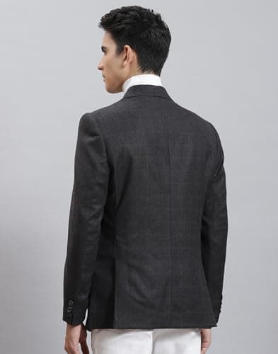 Monte Carlo Dark Grey Check Lapel Collar Coat 5