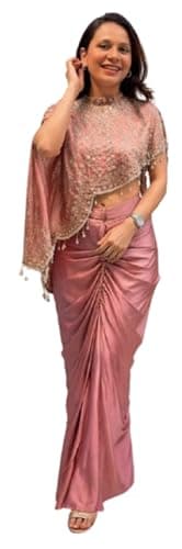 indo-western Silk Dhoti Set with Silk Blouse & Sequined Shrug | Ready-to-Wear 3-Piece Ethnic Outfit for Women Piech Colour