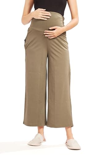 AV2 Women's Cotton Lycra Stretchable Relaxed Fit Maternity Pants | Maternity Yoga Pants | Maternity Trousers Green Small 5556