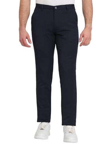 JadeBlue Navy Blue Solid Casual Trouser | Venice Fit | Comfortable Cotton Blend | Versatile Navy Color | Clean Design | Everyday Wear - TK82_36