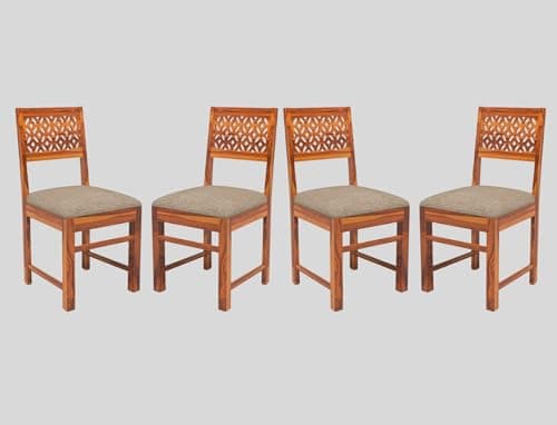 Adichwal Furniture Sheesham Wooden 4 Dining Chair Set for Living Room | Solid Wood Study Chair for Living Room | Office Chair for Home & Office | Rosewood Chair Set (Set of 4, Honey)