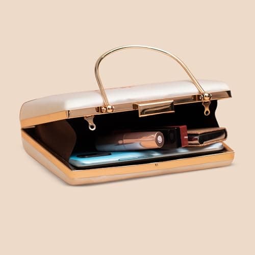 Artklim Peacock With Flower Printed Clutch – Elegant Handcrafted Box Bag with Golden Metal Handle & Detachable Sling | Designer Evening Clutch for Women 5