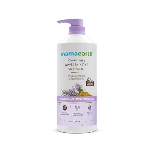 Mamaearth Rosemary Anti-Hair Fall Shampoo with Rosemary & Methi Dana for Reducing hair Loss & Breakage - 1 Litre | Up to 94% Stronger Hair | Up to 93% Less Fall | Sulphate Free Shampoo | For Men and W