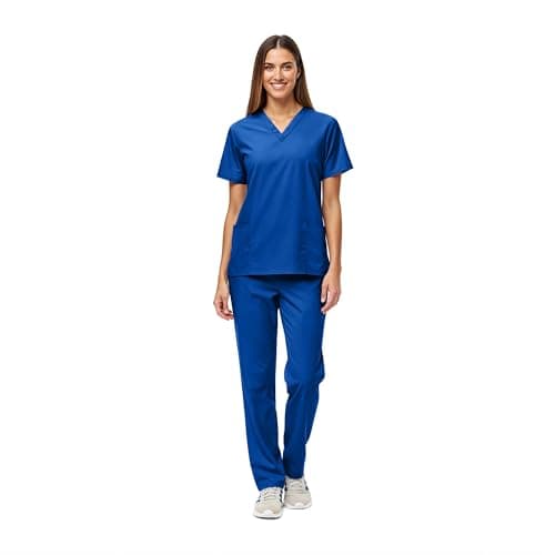 Natural Uniforms Unisex Scrub Set-Top and Pant Set (Standard Workwear Scrub Set), Dark Royal Blue, XX-Large