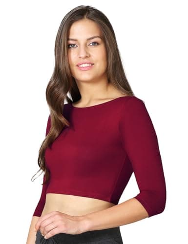 VSTAR Women's Cotton Viscose Solid Regular Fit Half Sleeve Blouse Shirt, Magenta, Small 2