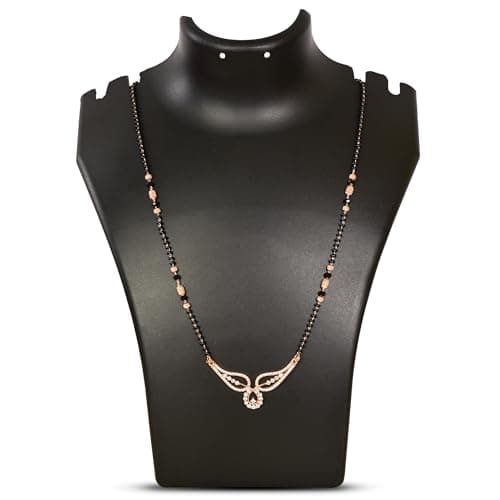 Nilu's Collection Rose Gold Plated Mangalsutra With Black Bead Chain For Women (Style 4) 5
