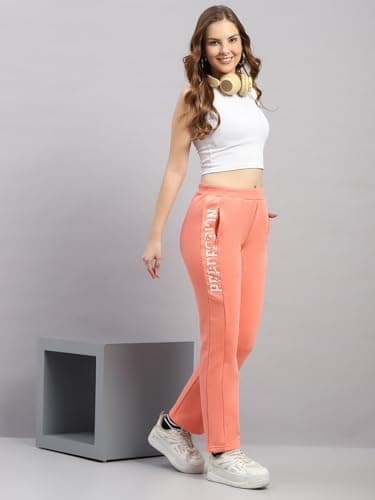 Monte Carlo Womens Regular Fit Printed Elastic Mid Rised Lower |Stretchable Track Pant for Ladies | Comfortable Casual Wear Jogger | Stylish Activewear Bottom for Women Peach L (Pack of 1) 5