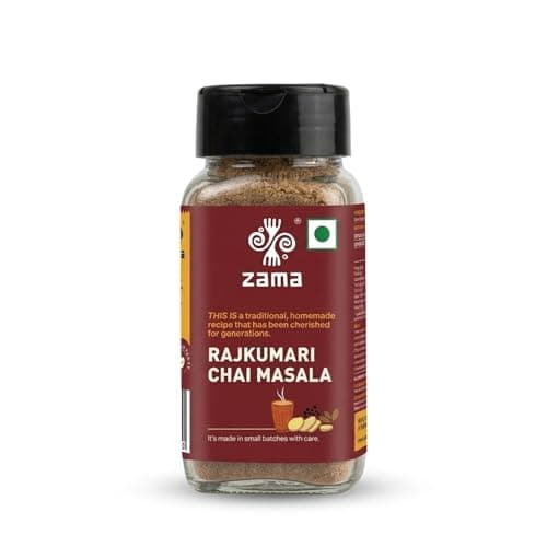 Zama Organic Rajkumari Chai/Tea Masala 70g | Traditional Kadak Tea Masala | Made with Cardamom, Ginger, Black Pepper & Cloves | Sugar-Free | No Preservatives | Authentic Indian Chai Spice Mix