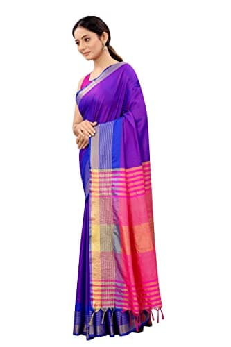 Enthone Women's Uppada Art Silk Saree With Blouse Piece (SZ-AURA2-BU-761_Blue) 2