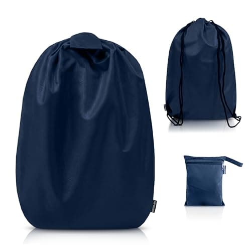 MUTMAIN Full Bag Cover Waterproof rain Cover for Backpack 20L to 50L with Storage Pouch, Drawstring Bag Design, All Side Covered Bags for School, Laptop, Travel and Camera with Shoulder Strap (Nblue)